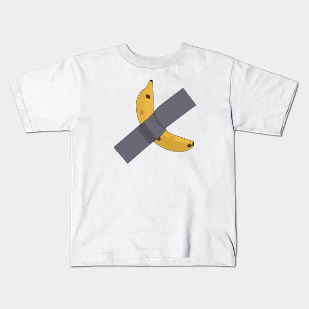 Banana Taped On The Wall Kids T-Shirt by djhyman